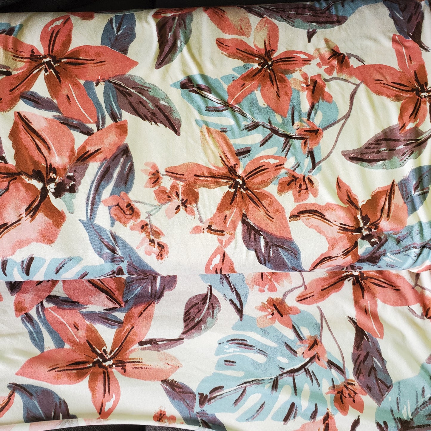 Cream/Rust DTY Brushed Floral