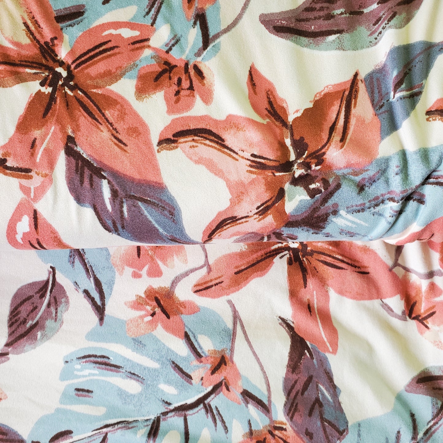 Cream/Rust DTY Brushed Floral