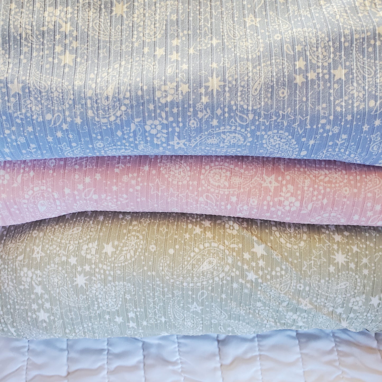Light Blue Paisley Rib Knit