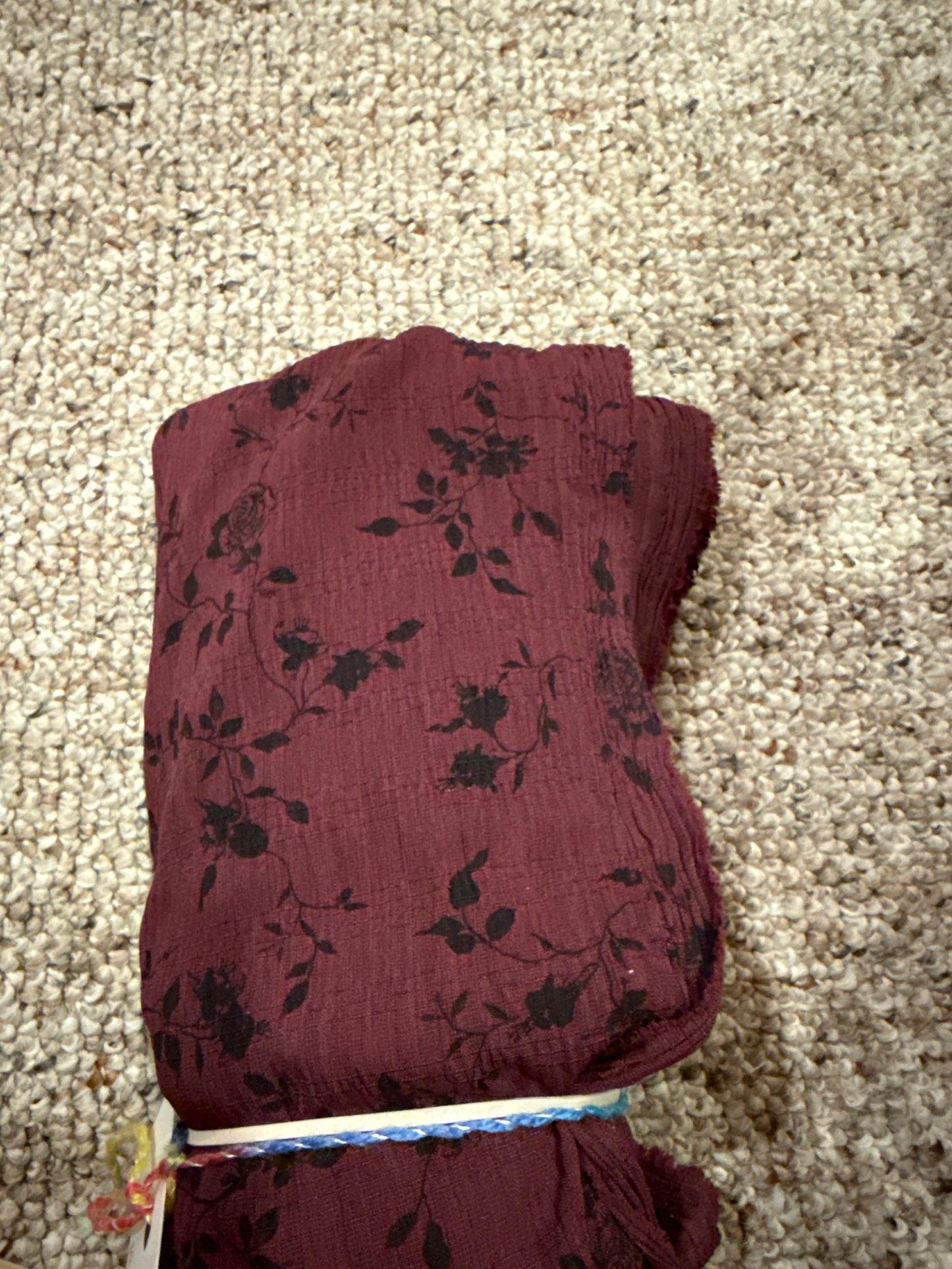 Burgundy Floral. Non stretch