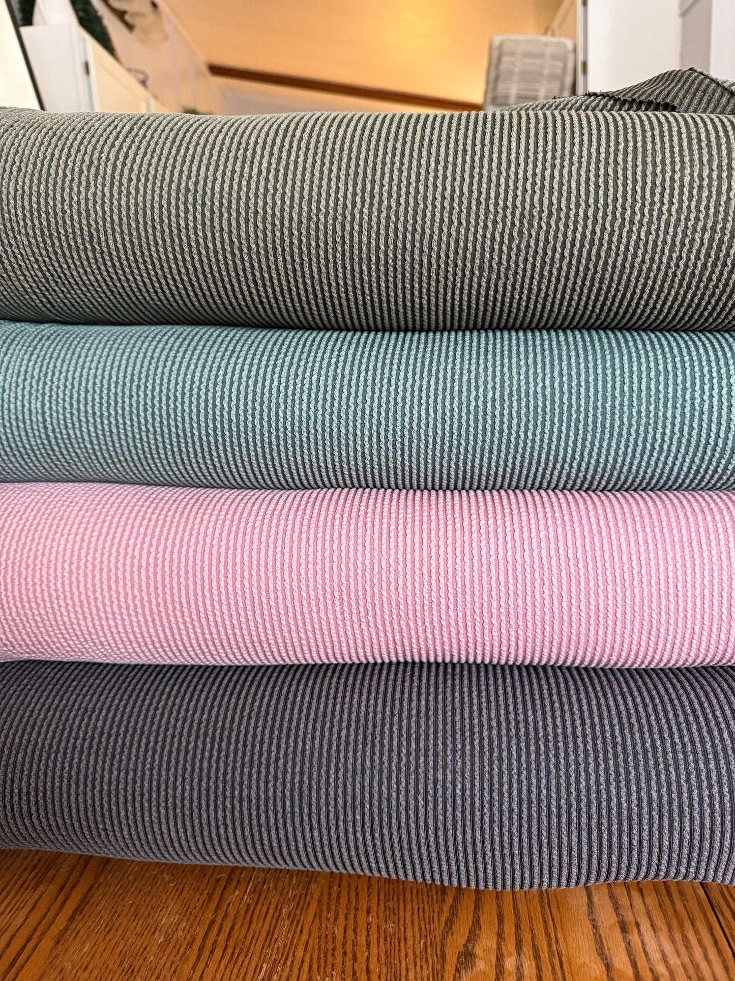 Dusty Mauve Jacquard Rib Knit