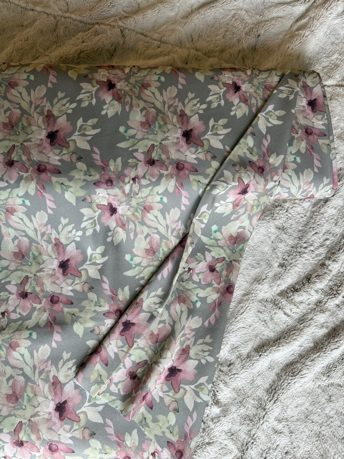 Raspberry Floral Poly. Pebble Crepe.