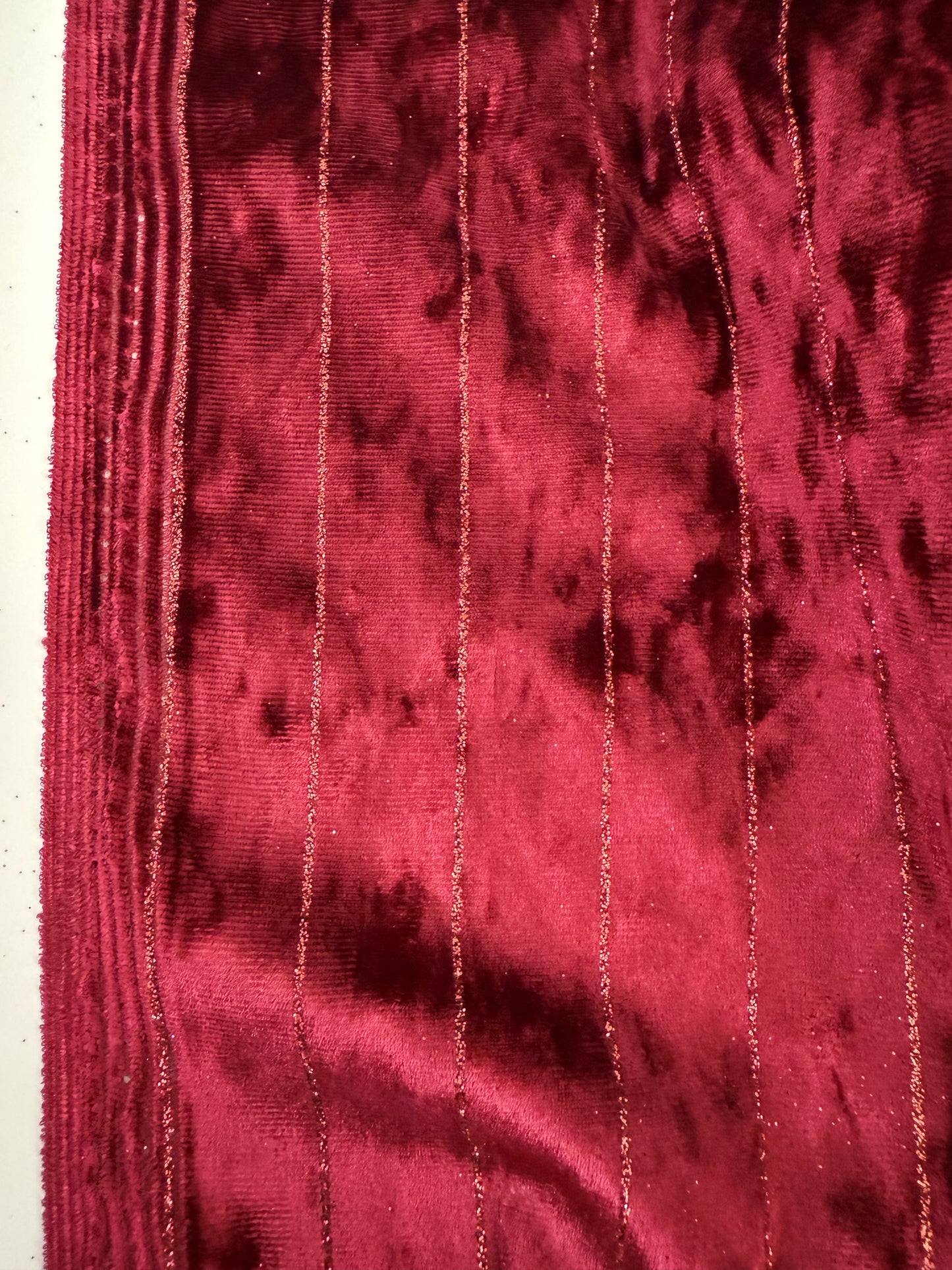 Burgundy Glitter Velvet Stripe