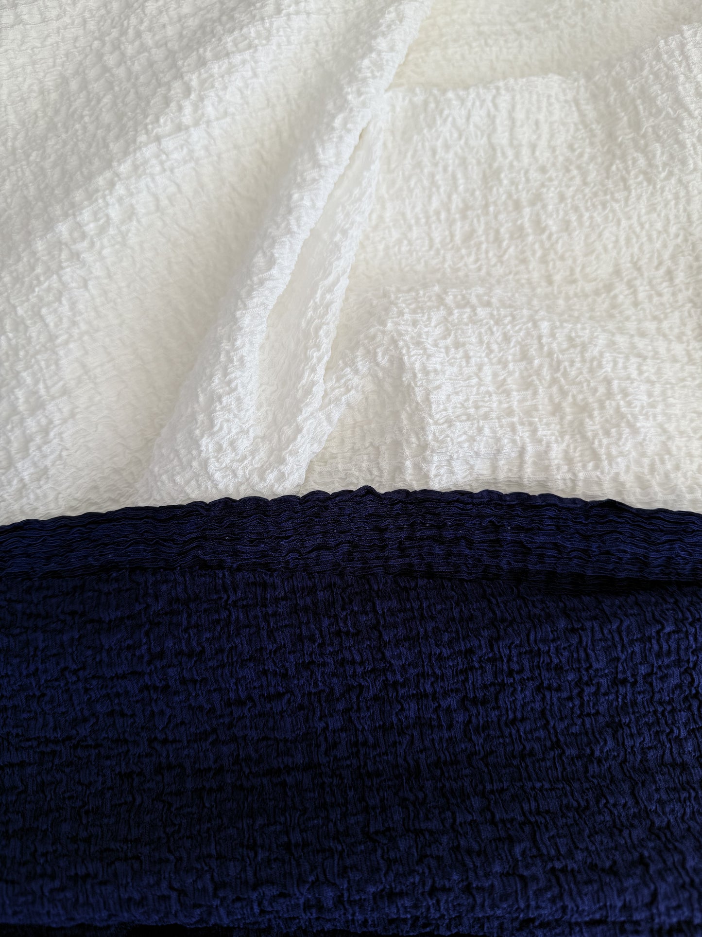 White Waffle Crepe Knit