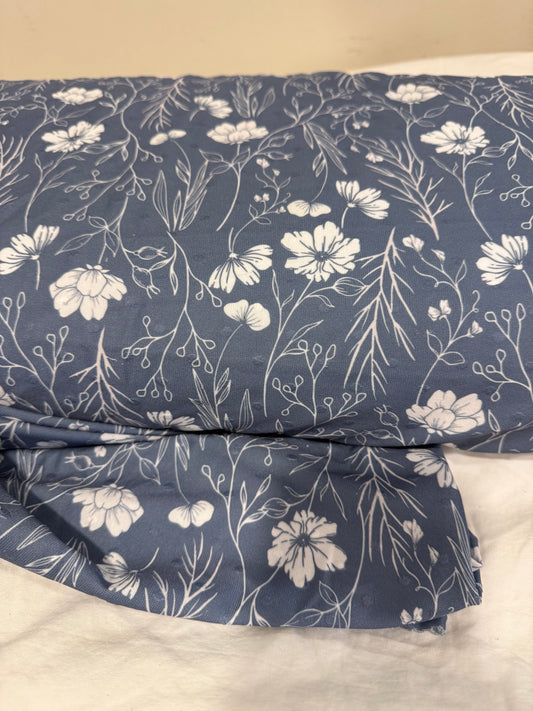 Subtle Petals Dusty Blue Swiss Dot