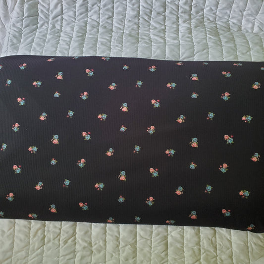 Black with Floral Rib Knit
