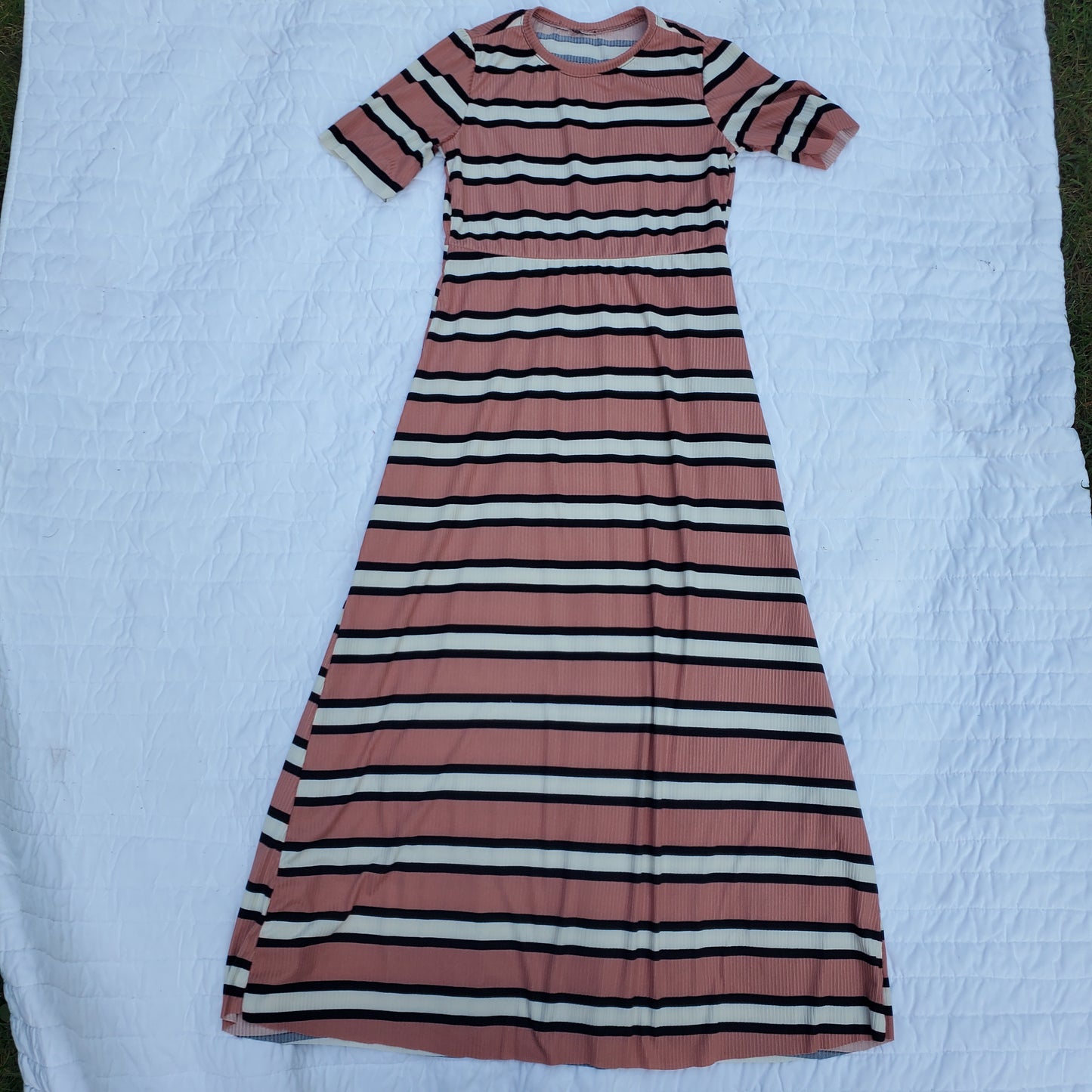 Girls Dress Size 10 Salmon Stripe