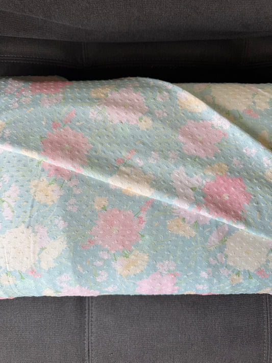 Elizabeth floral in Blue Swiss Dot