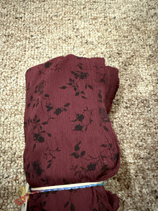 Burgundy Floral. Non stretch