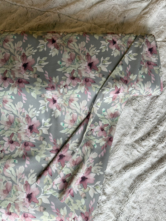 Raspberry Floral Poly. Pebble Crepe.