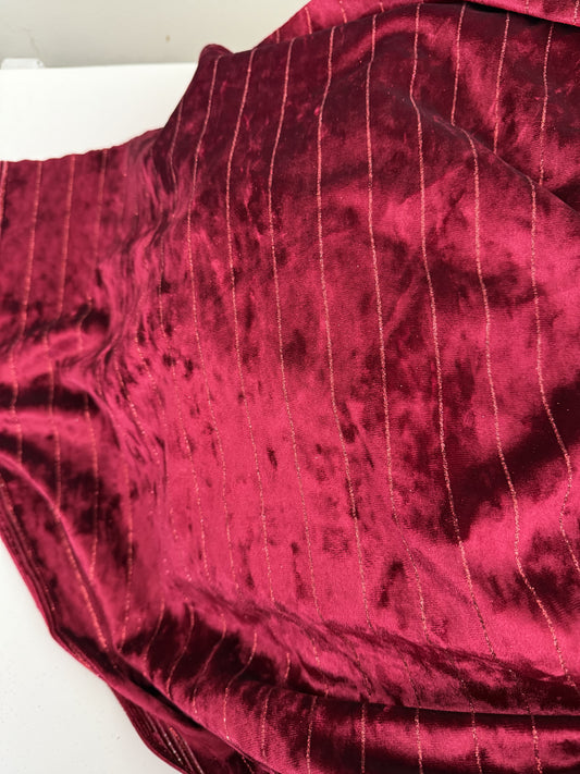 Burgundy Glitter Velvet Stripe