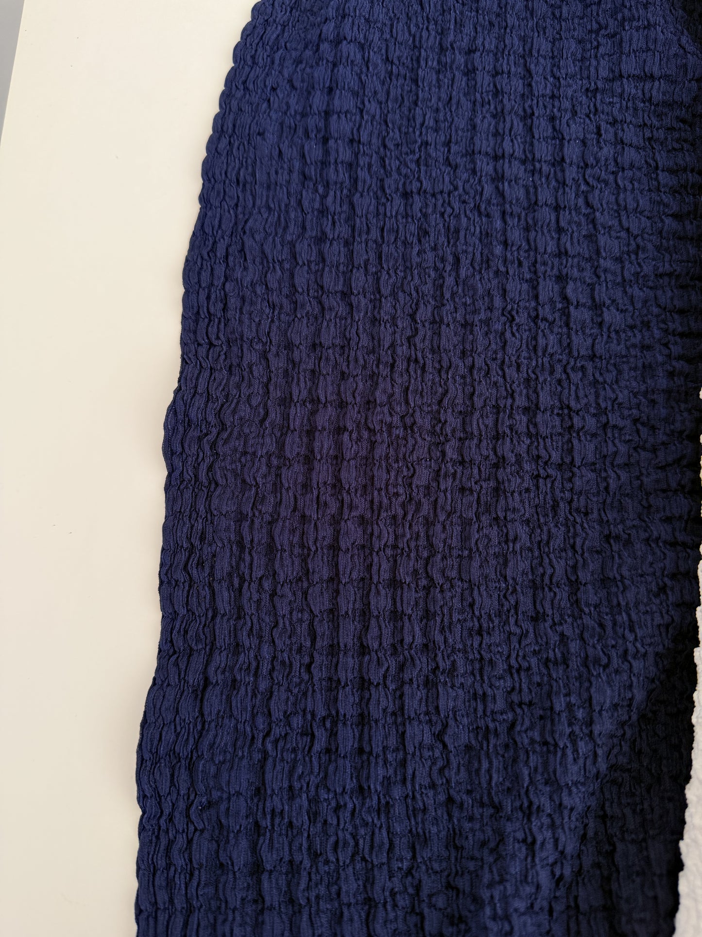 Navy Waffle Crepe Knit
