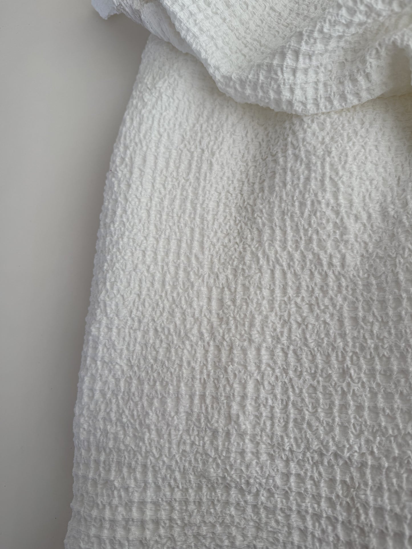 White Waffle Crepe Knit